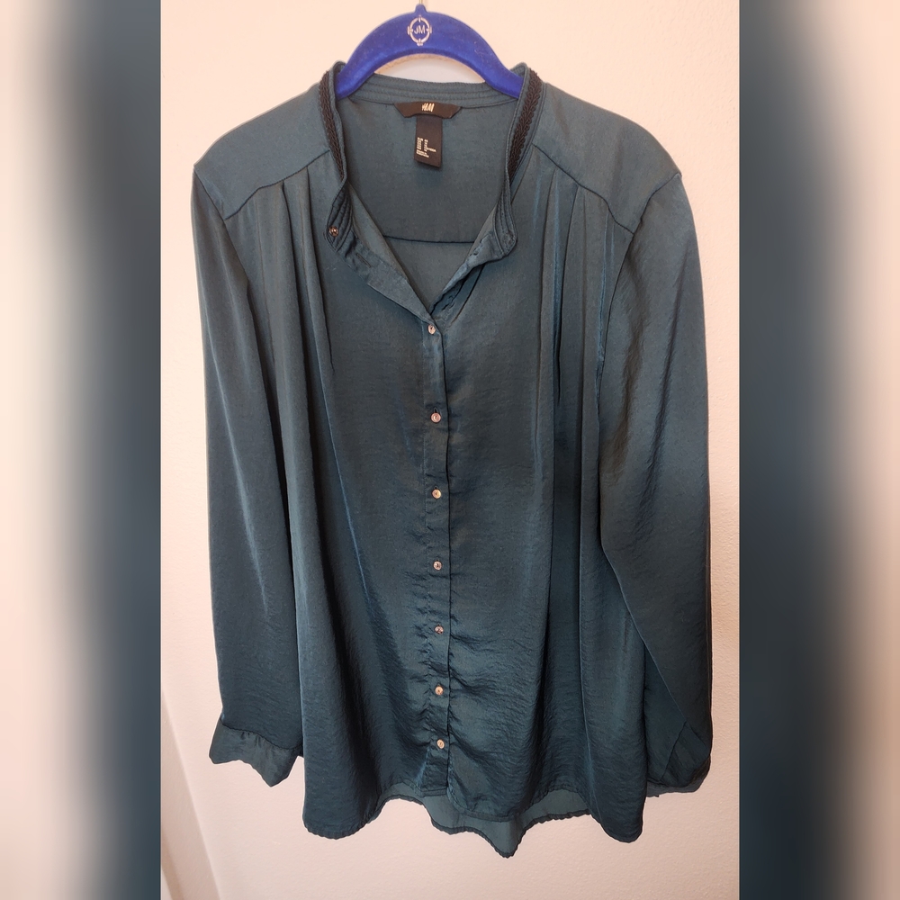 H&M Teal Button-Down Shirt - image 6